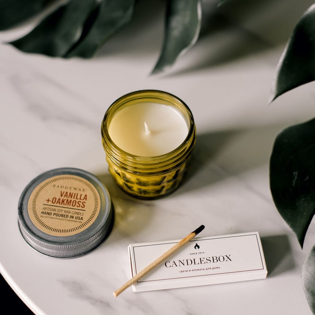 VANILLA + OAKMOSS Компактная свеча в стекле, PaddyWax - Candlesbox