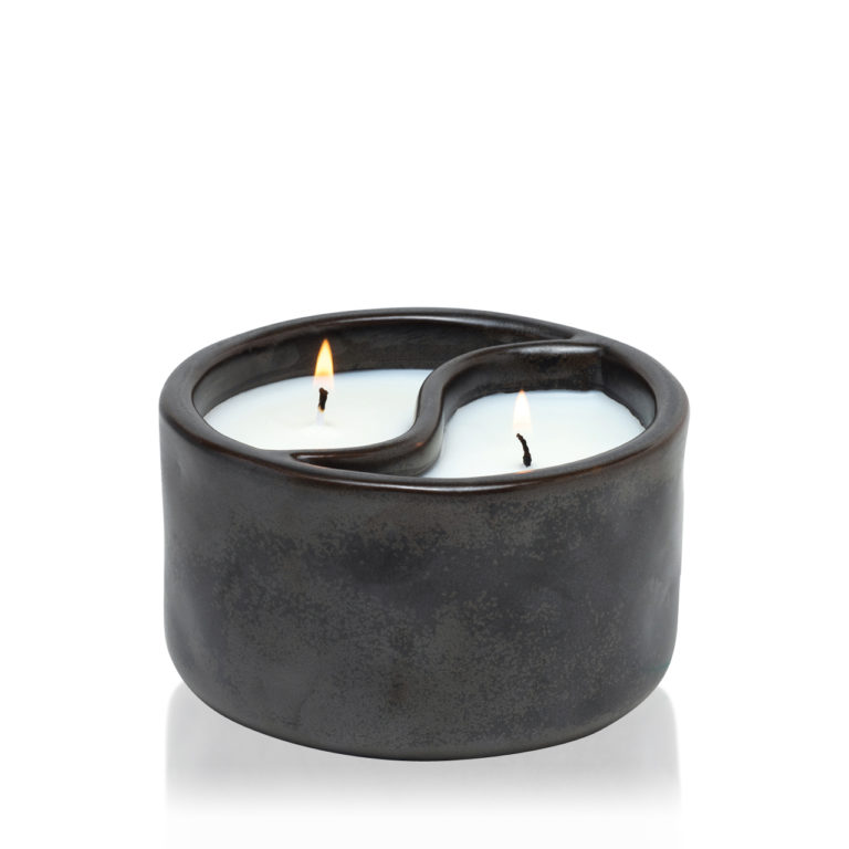 PALO SANTO / CADE Большая свеча в керамической баночке Инь Янь с двумя ...